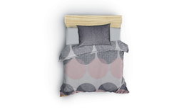 L'essentiel linge de maison Juego de funda de edredón individual Ranforce - Gris, Rosa y Blanco